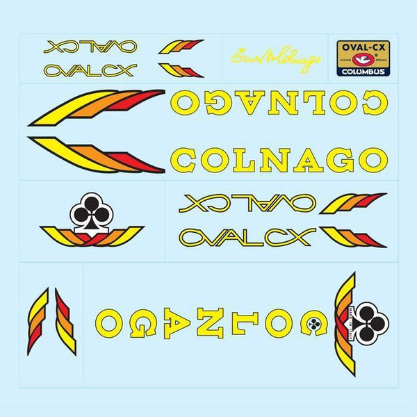 Colnago Oval CX Bicycle Decals - Yellow with Black Outline
