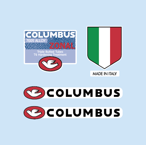 Autocollant décalcomanie vélo Columbus ZONAL 7005 cadre en alliage Autocollant décalcomanie vélo Columbus ZONAL 7005 cadre en alliage