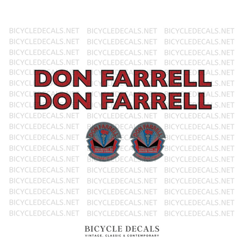 Don Farrell Bicycle Decals / Stickers / Transfers