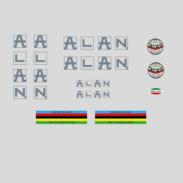 Alan Bicycle Decals / Stickers - Silver