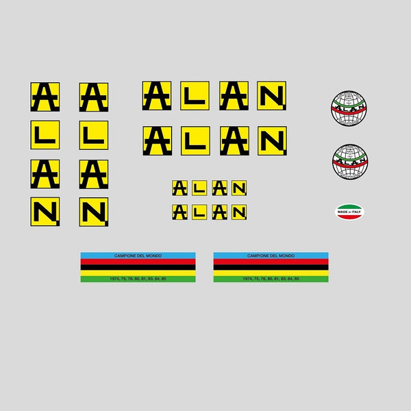 Alan Bicycle Stickers - Black on Yellow