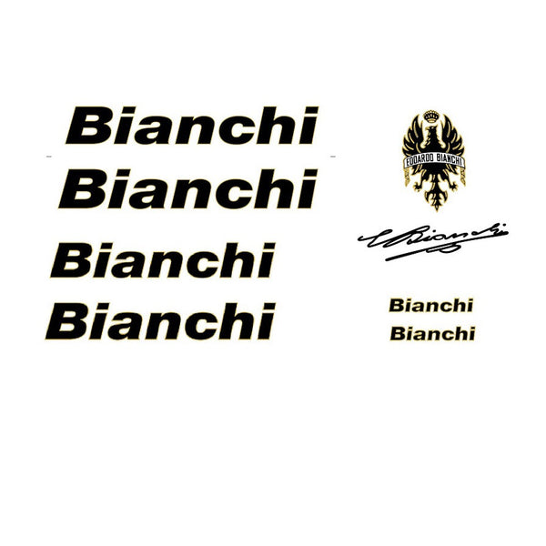 Bianchi bicycle decals - black / gold