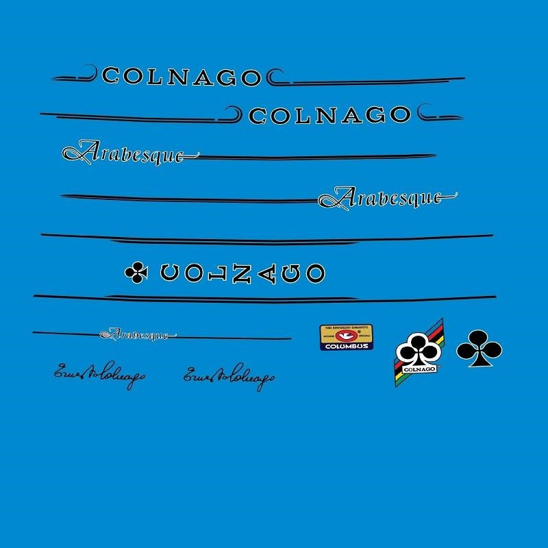 Colnago Arabesque Decals - Black w White Outline