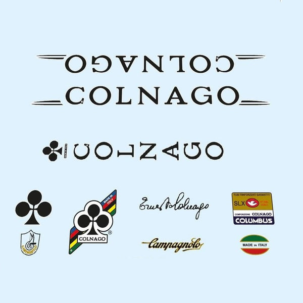 Colnago SLX Spiral Conic Bicycle Decals - Black with White Outline