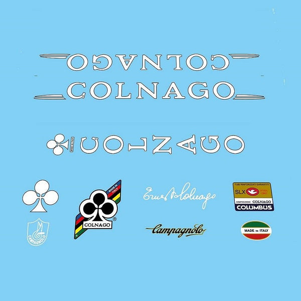 Colnago SLX Spiral Conic Bicycle Decals - White lettering with Black outline