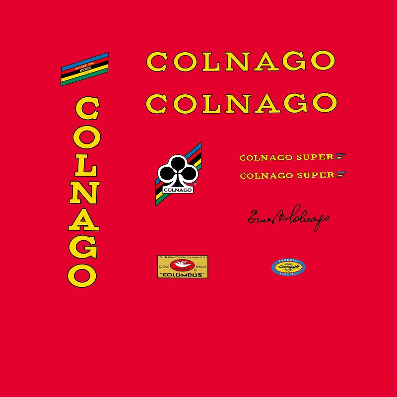 Colnago Super Bicycle Decals - Yellow lettering with Black outline