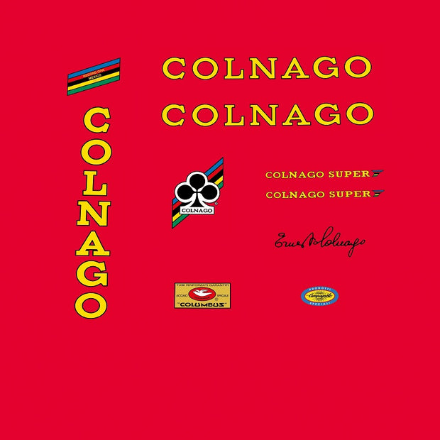 Colnago Super Bicycle Decals - Yellow lettering with Black outline