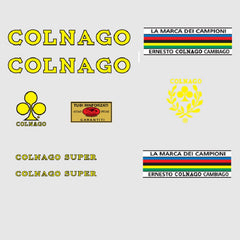 Colnago Super Bicycle Decals - Yellow with Black Outline
