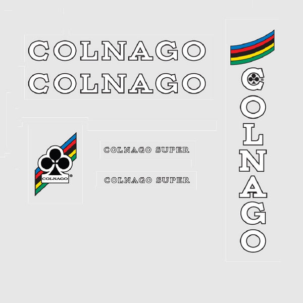 Colnago Super bicycle decals - White with Black outline