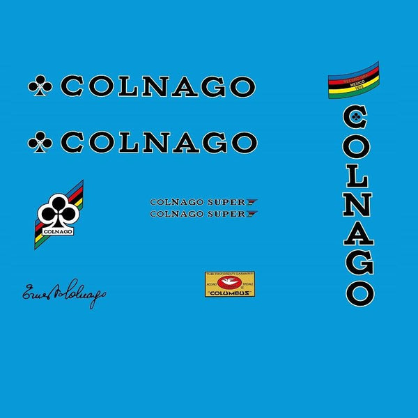 Colnago Super bicycle decals - Black lettering with White outline