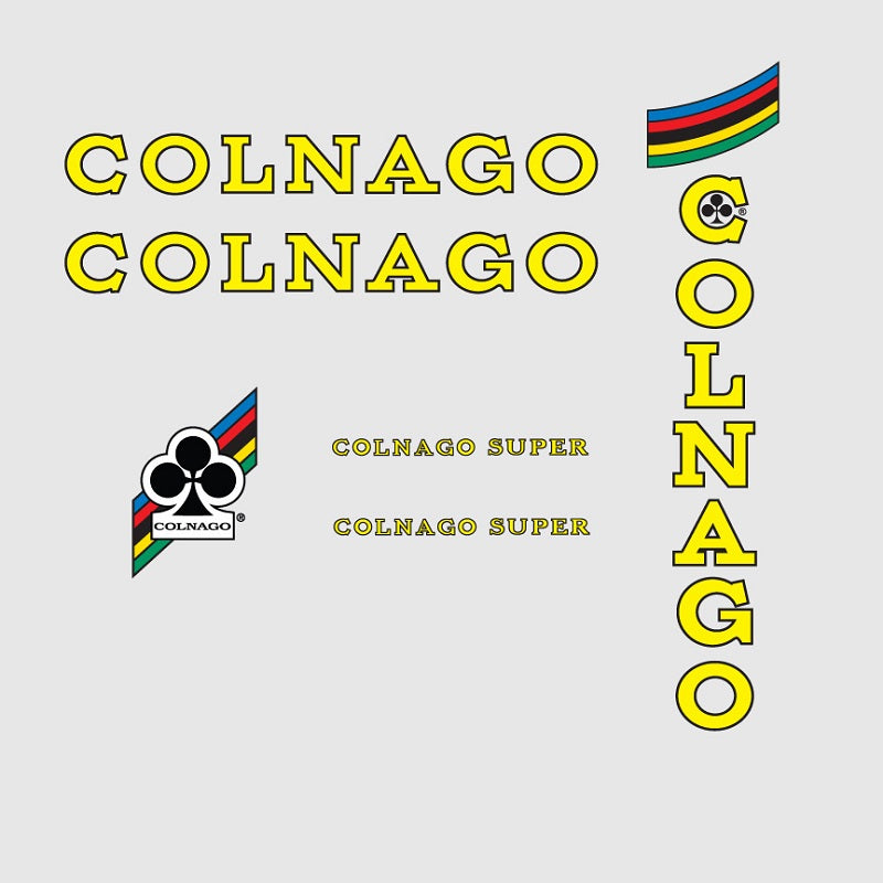 Colnago Super Decals Stickers Yellow with Black outline