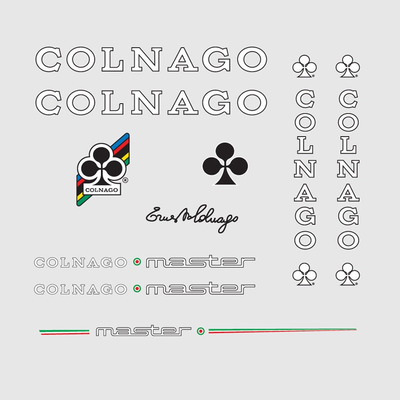 Colnago Master Decals White with Back Outline