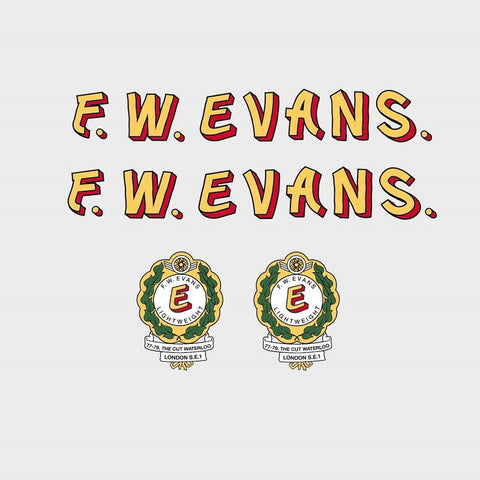 F.W.Evans Bicycle Transfers / Decals / Stickers