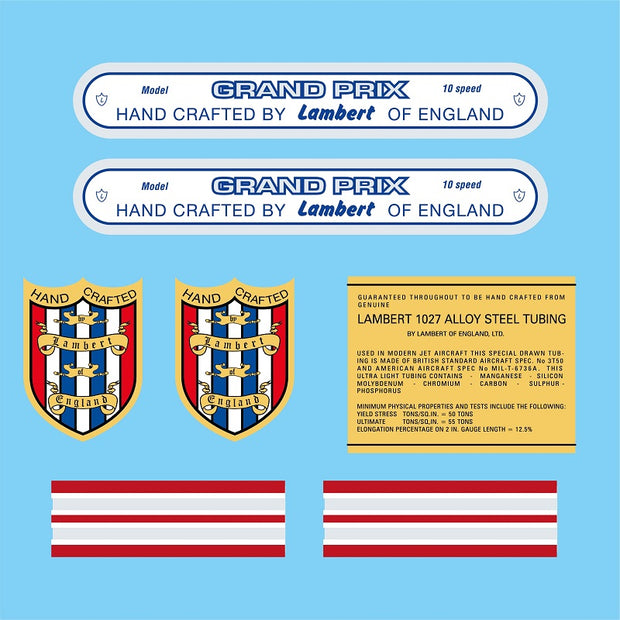 Lambert 10 Speed Bicycle Decals / Stickers