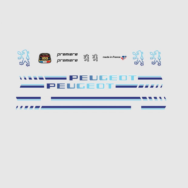 Peugeot Set 20 Bicycle Decals - Blue - mid-1980s