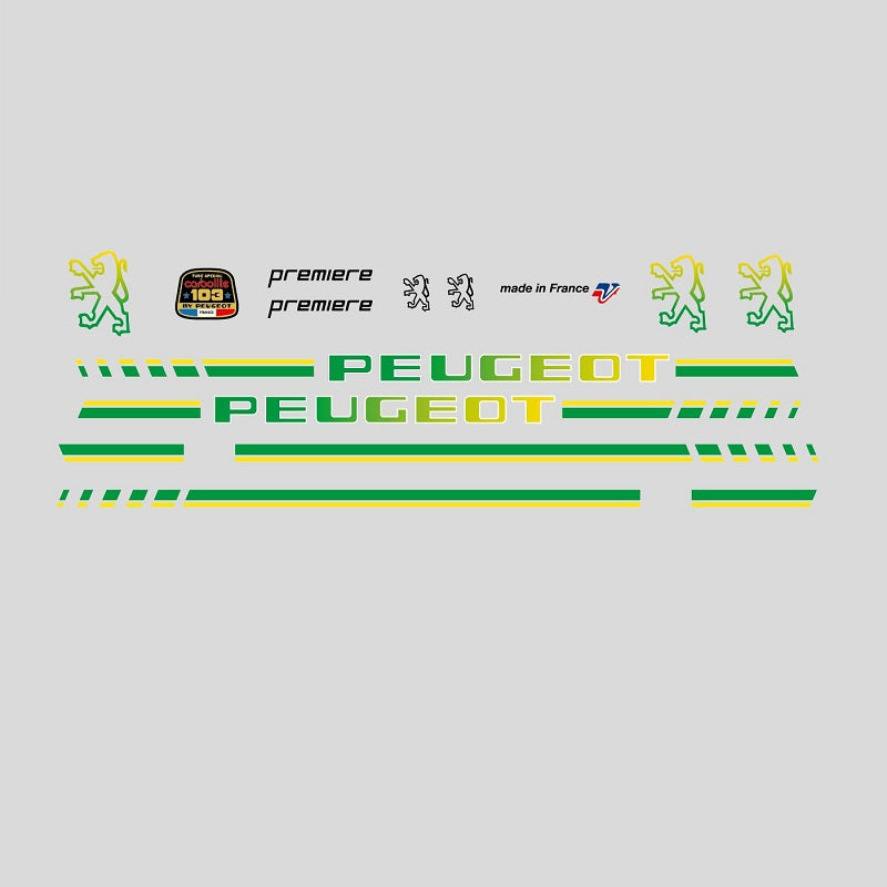 Peugeot Set 25 Premiere Bicycle Decals - Green - mid 1980s