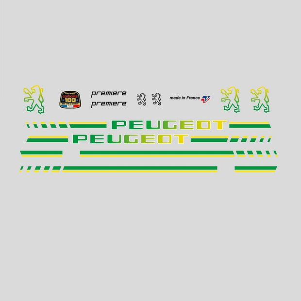 Peugeot Set 25 Premiere Bicycle Decals - Green - mid 1980s