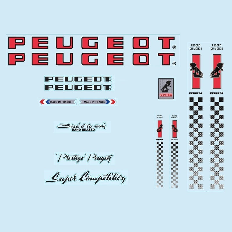 1980n Peugeot PX10 PY10 Bicycle Decals - Red